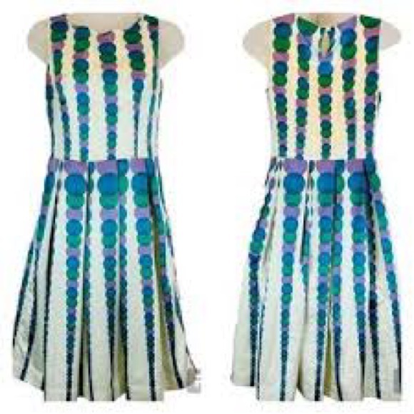 Modcloth Dresses & Skirts - Ruby Belle Sleeveless Polka Dot Stripe Abstract Print Dress White Blue Purple 10